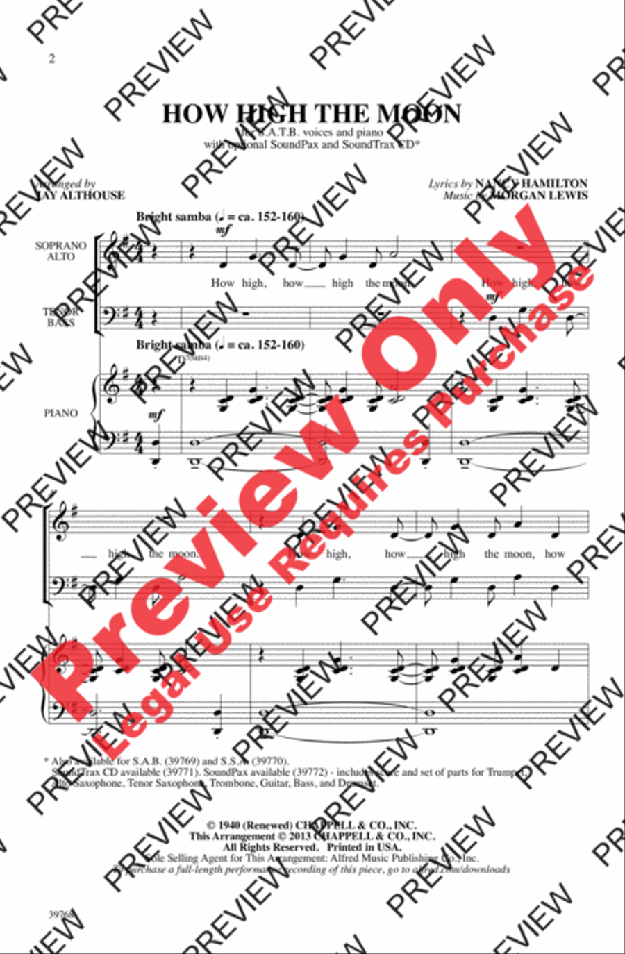 How High the Moon 4-Part scores gallery preview page 2