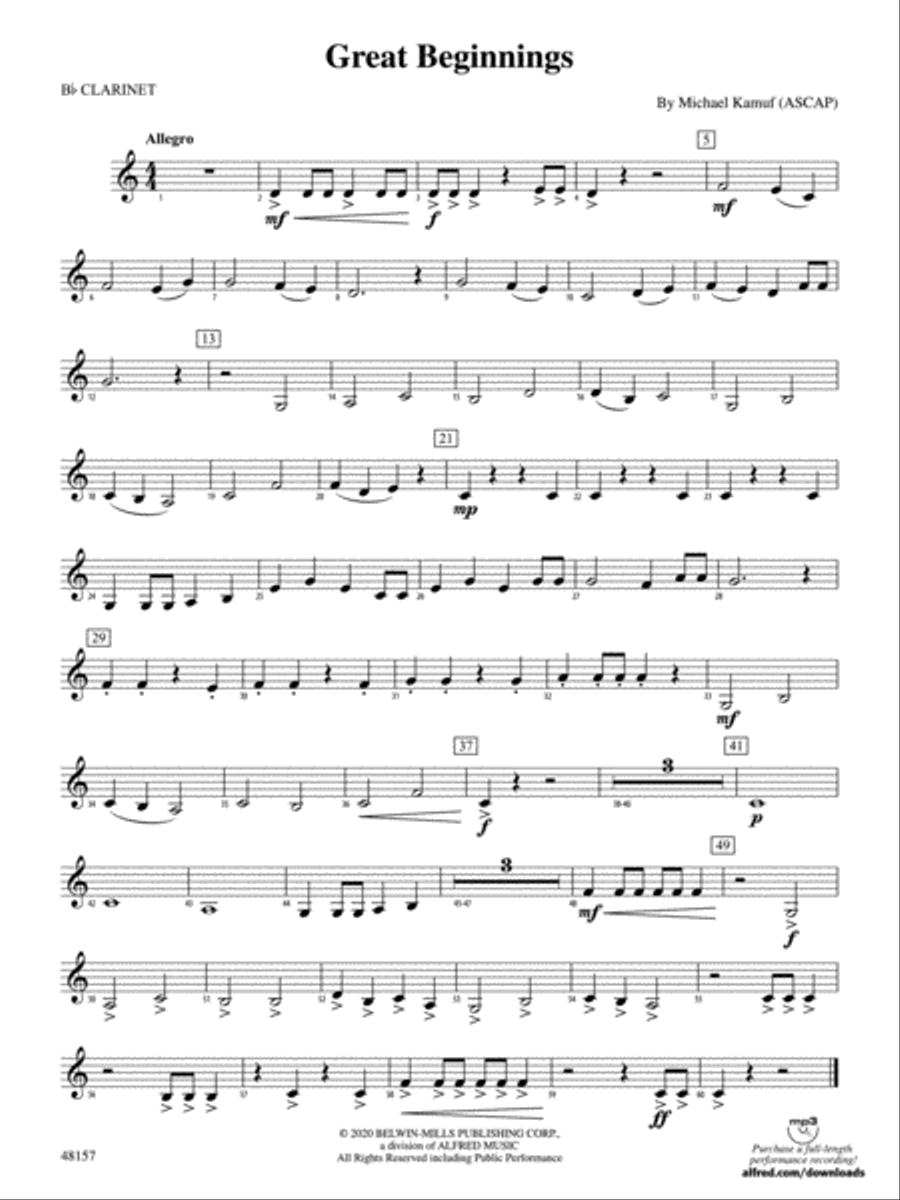 Great Beginnings: 1st B-flat Clarinet Concert Band scores gallery preview page 1