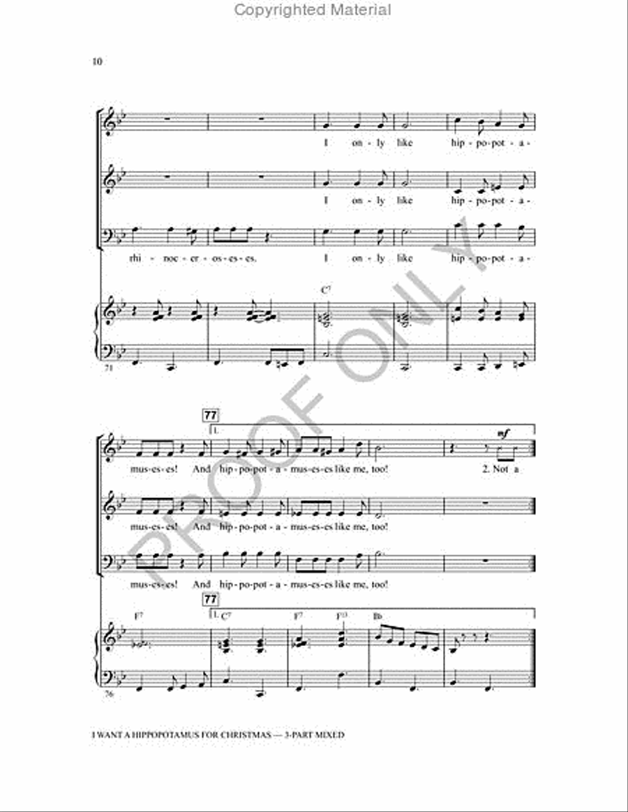 I Want a Hippopotamus for Christmas 3-Part scores gallery preview page 10