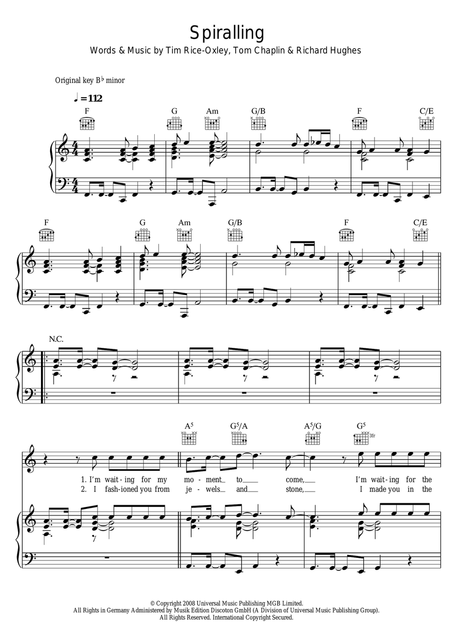 Spiralling Piano, Vocal scores gallery preview page 1