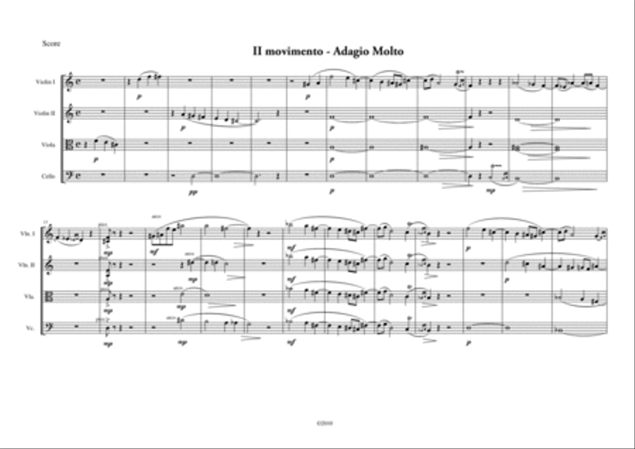 String Quartet no.1 - Second Movement (score) String Quartet scores gallery preview page 1