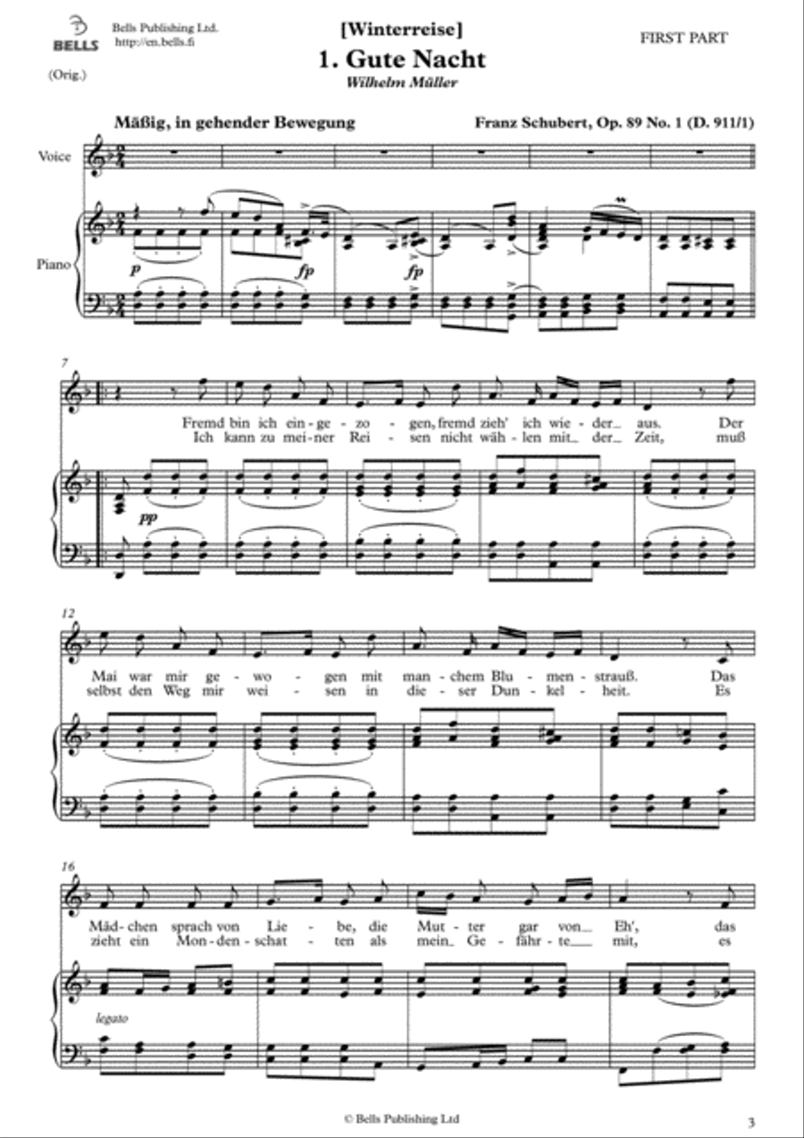 Gute Nacht, Op. 89 No. 1 (Original key. D minor) Voice Solo scores gallery preview page 1