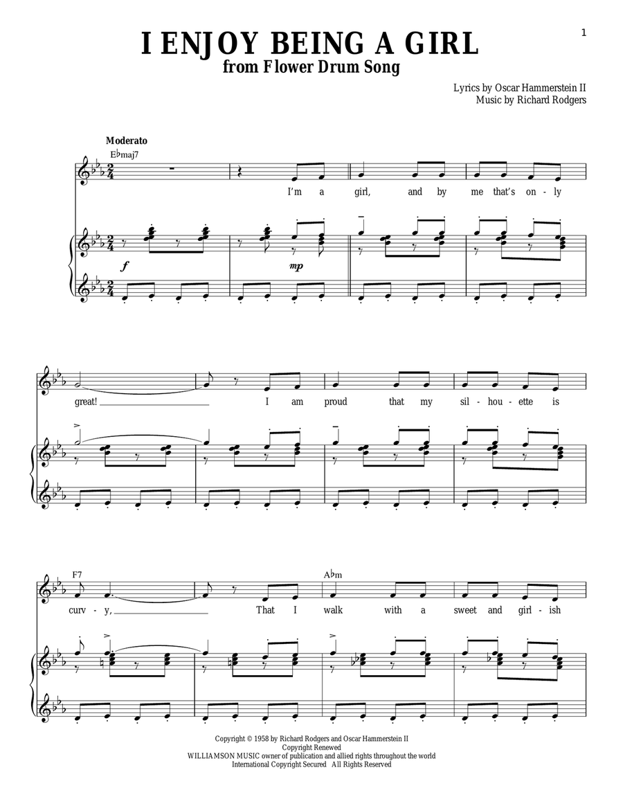 I Enjoy Being A Girl Piano, Vocal scores gallery preview page 1