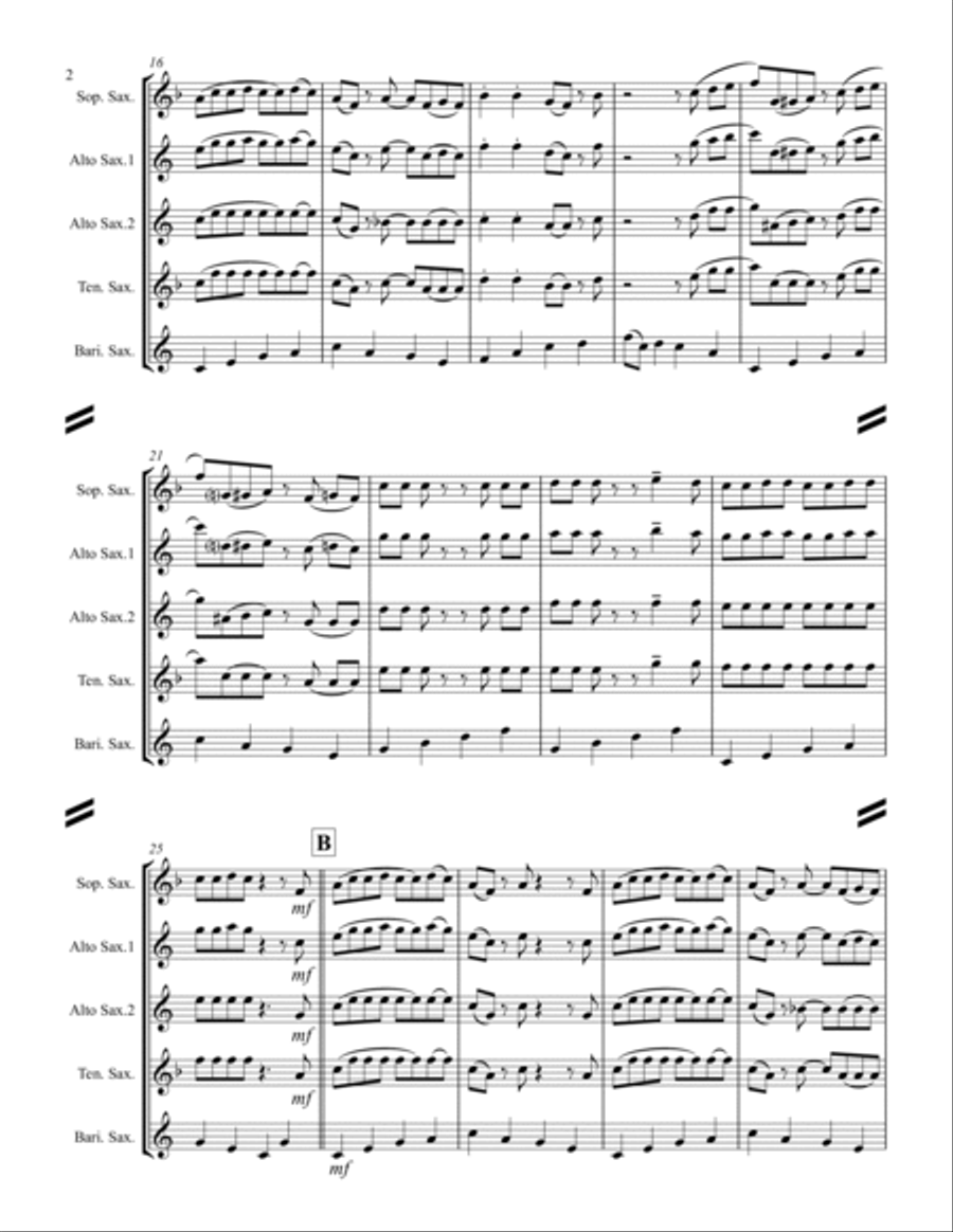 Boogie Woogie Bugle Boy Saxophone Quartet scores gallery preview page 3