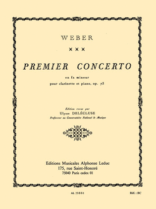Book cover for Weber Delecluse Concerto In F Minor No 1 Clarinet & Piano Book
