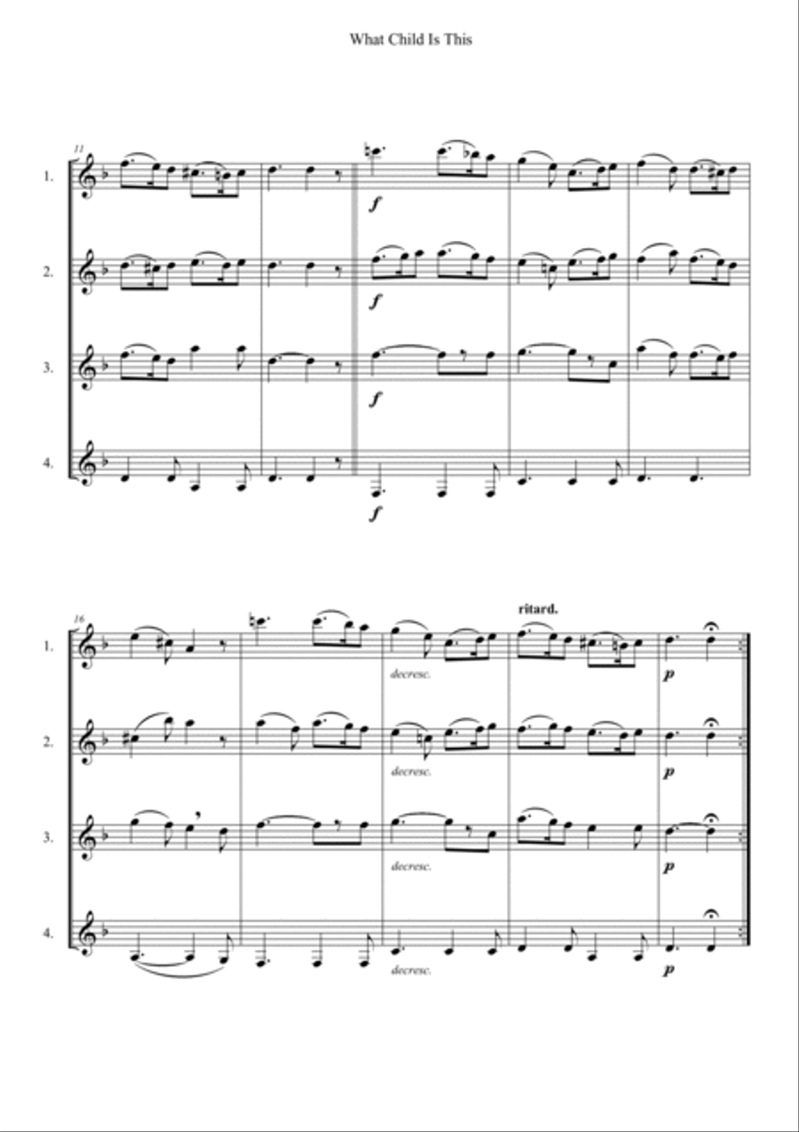 What Child Is This Woodwind Quartet scores gallery preview page 2