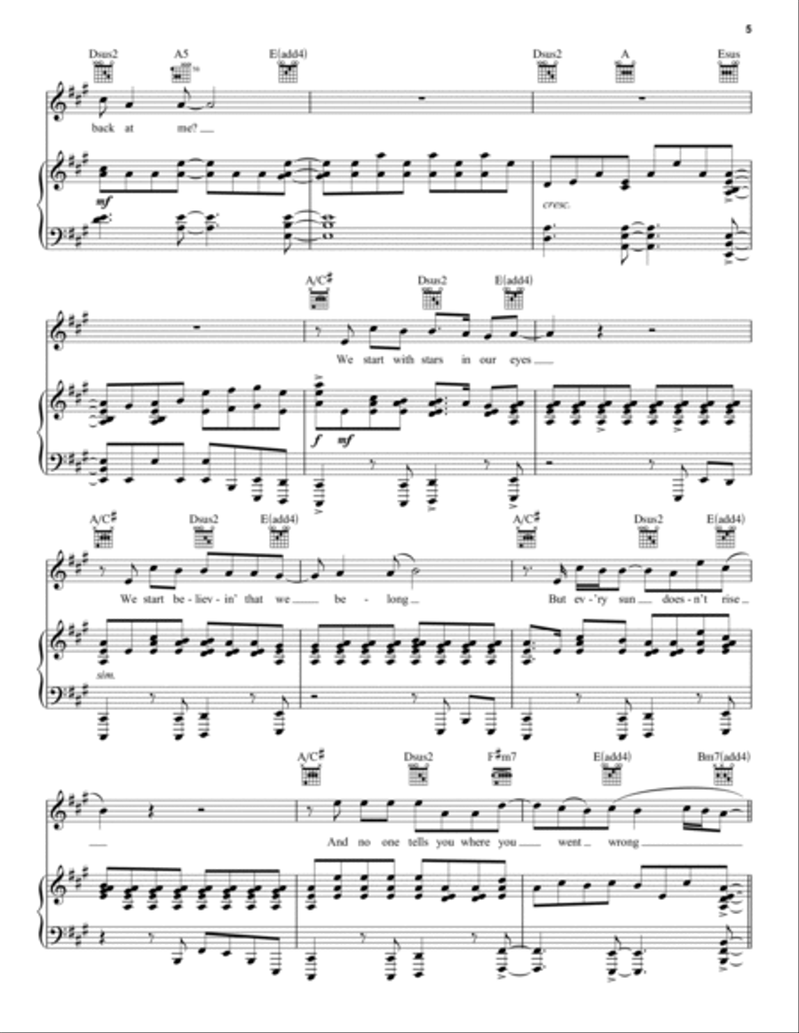 Waving Through A Window (from Dear Evan Hansen) Piano, Vocal, Guitar scores gallery preview page 5