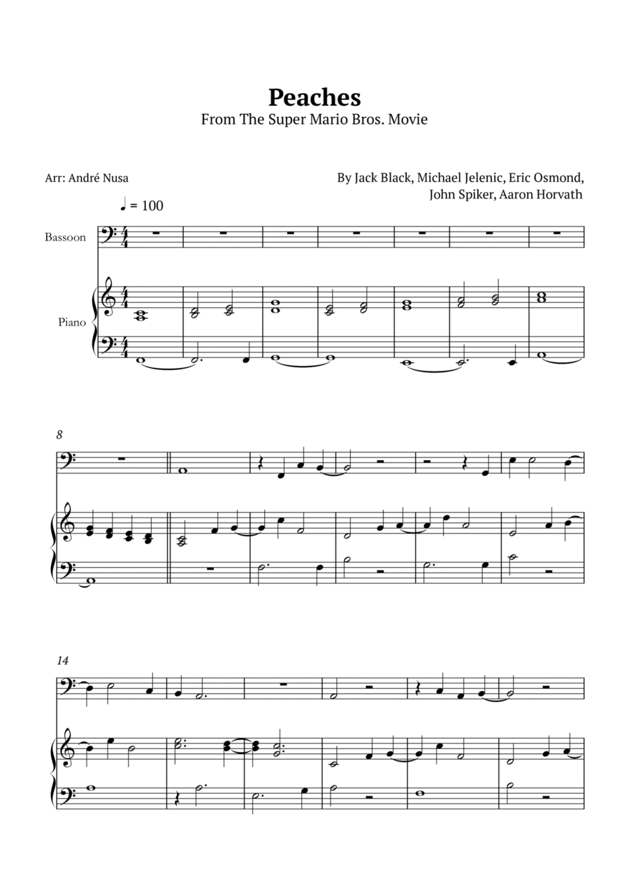 Peaches Bassoon scores gallery preview page 1