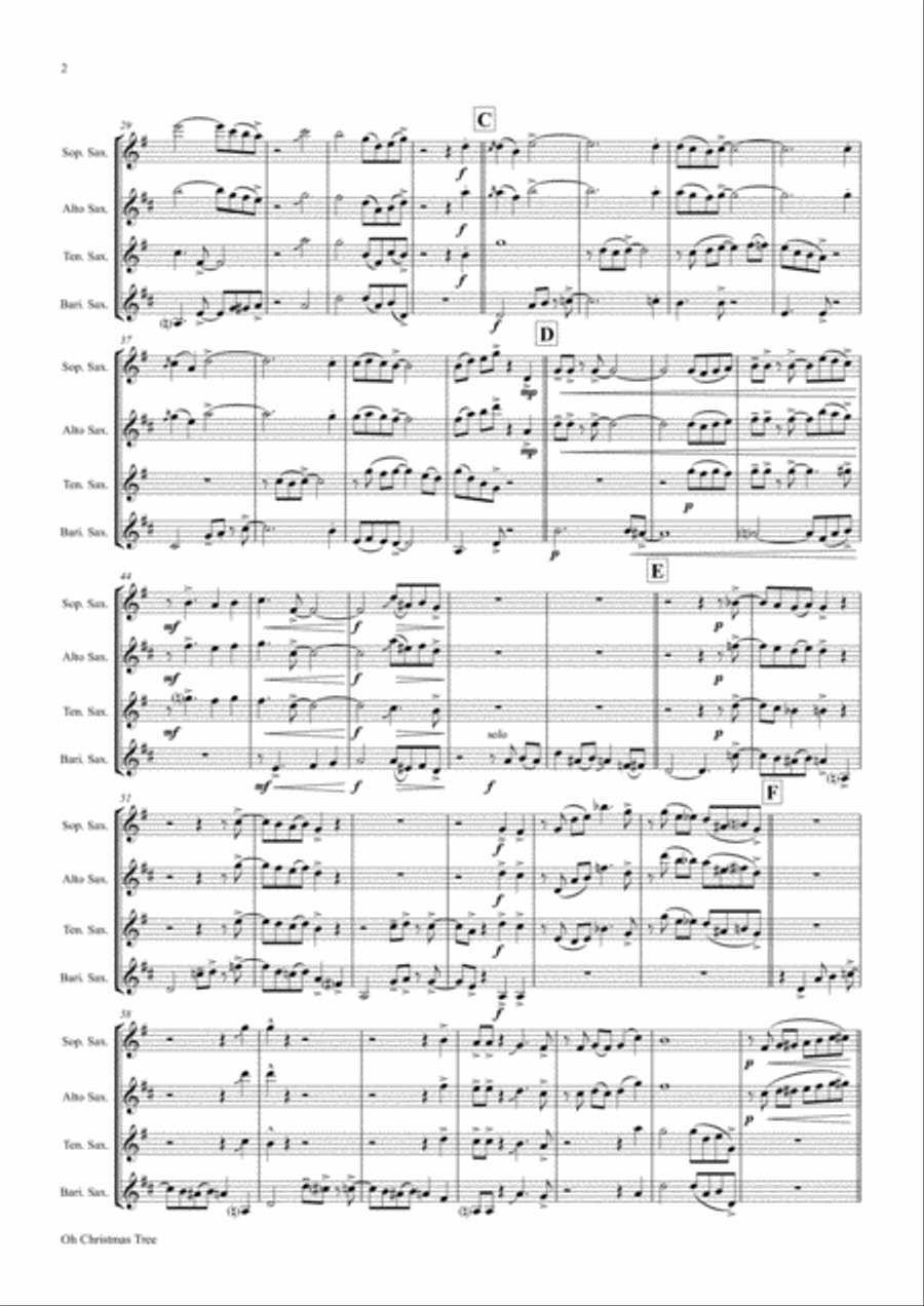 Oh Christmas tree - Oh Tannenbaum - Funky - Saxophone Trio Woodwind Trio scores gallery preview page 2