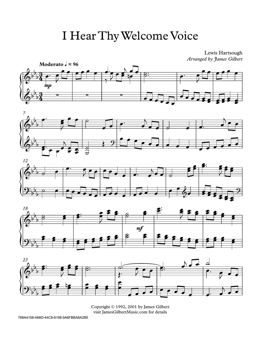 I Hear Thy Welcome Voice (PN) Piano Solo scores gallery preview page 1