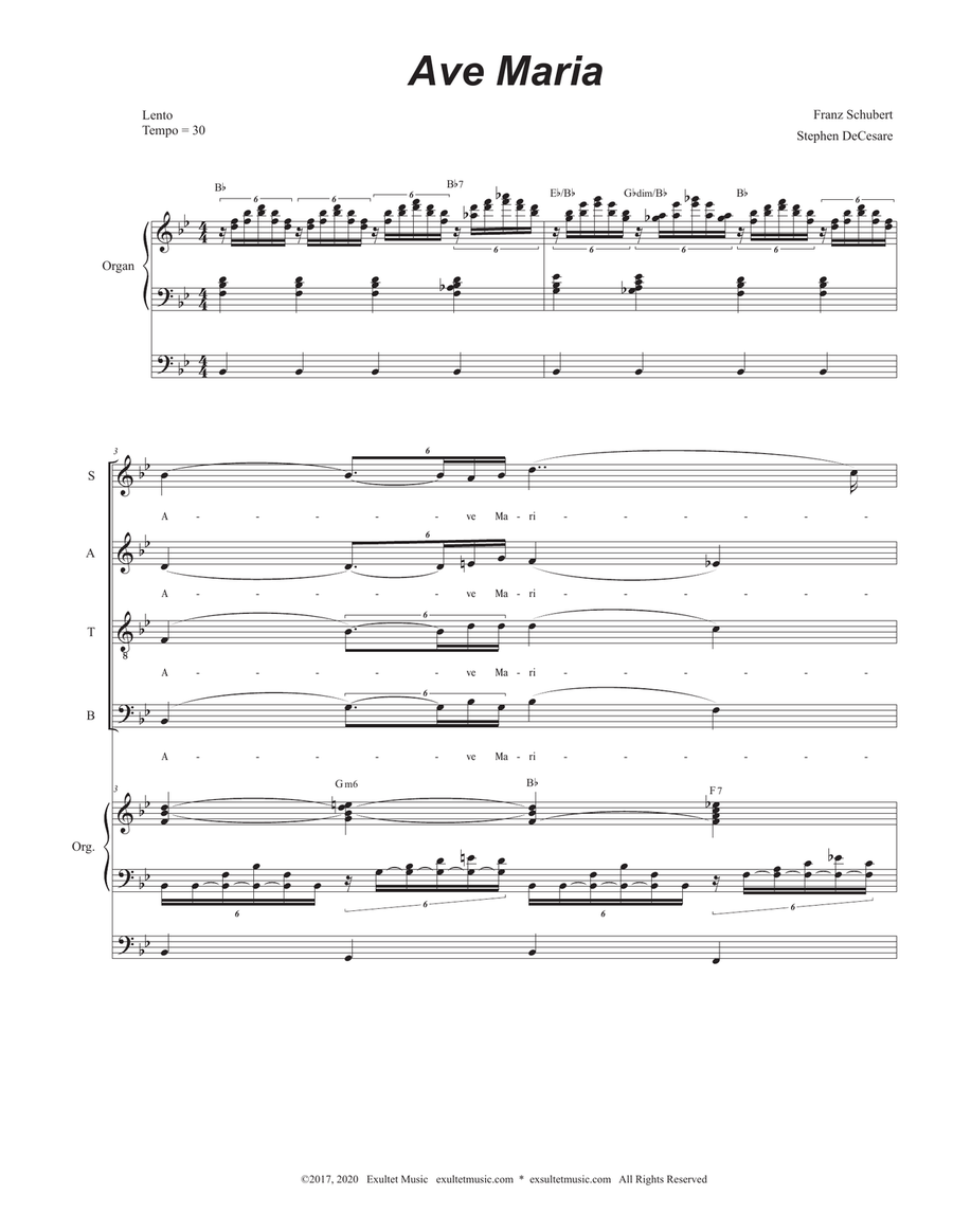 Ave Maria (Portuguese Lyrics - SATB - High Key - Organ Accompaniment) 4-Part scores gallery preview page 2