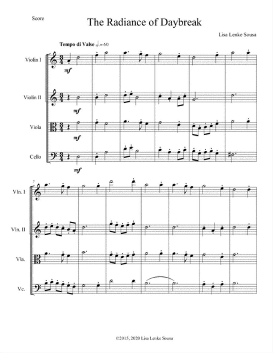 The Radiance of Daybreak String Quartet scores gallery preview page 2