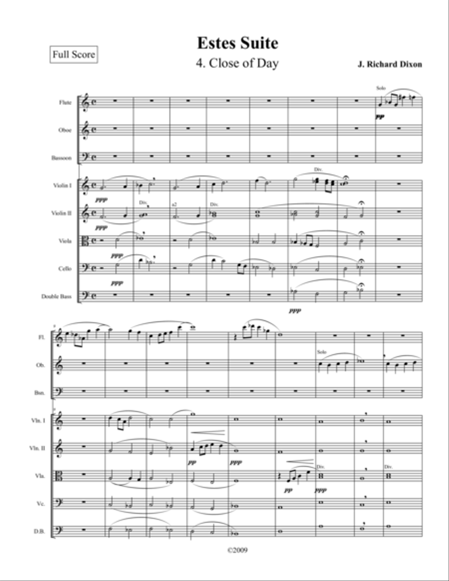 Close of Day, from Estes Suite String Orchestra scores gallery preview page 1