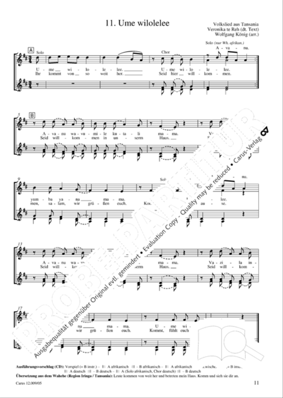 Freundschaft mir Afrika. 15 deutsch-afrikanische Lieder Choir scores gallery preview page 12