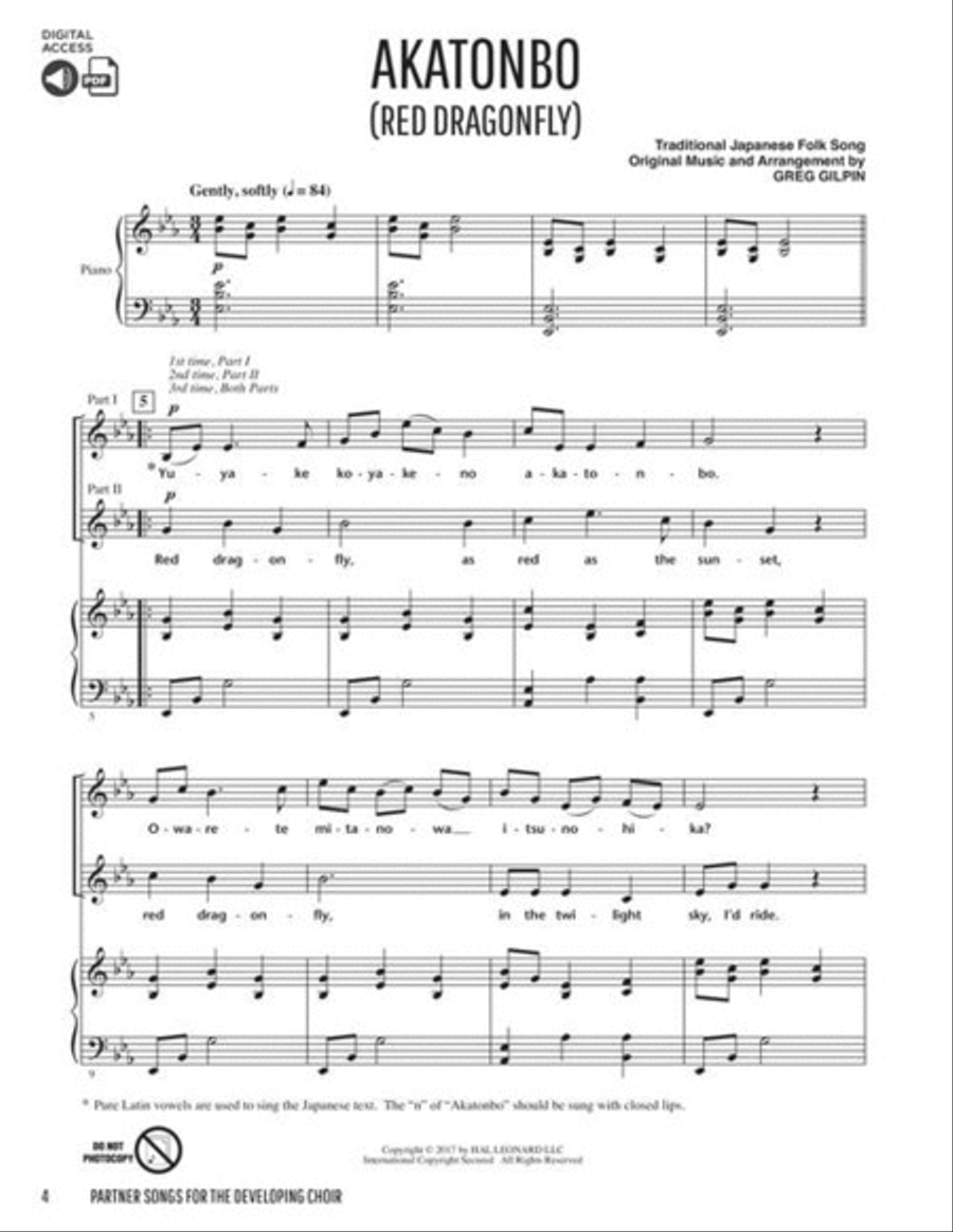Partner Songs for the Developing Choir Choir scores gallery preview page 4