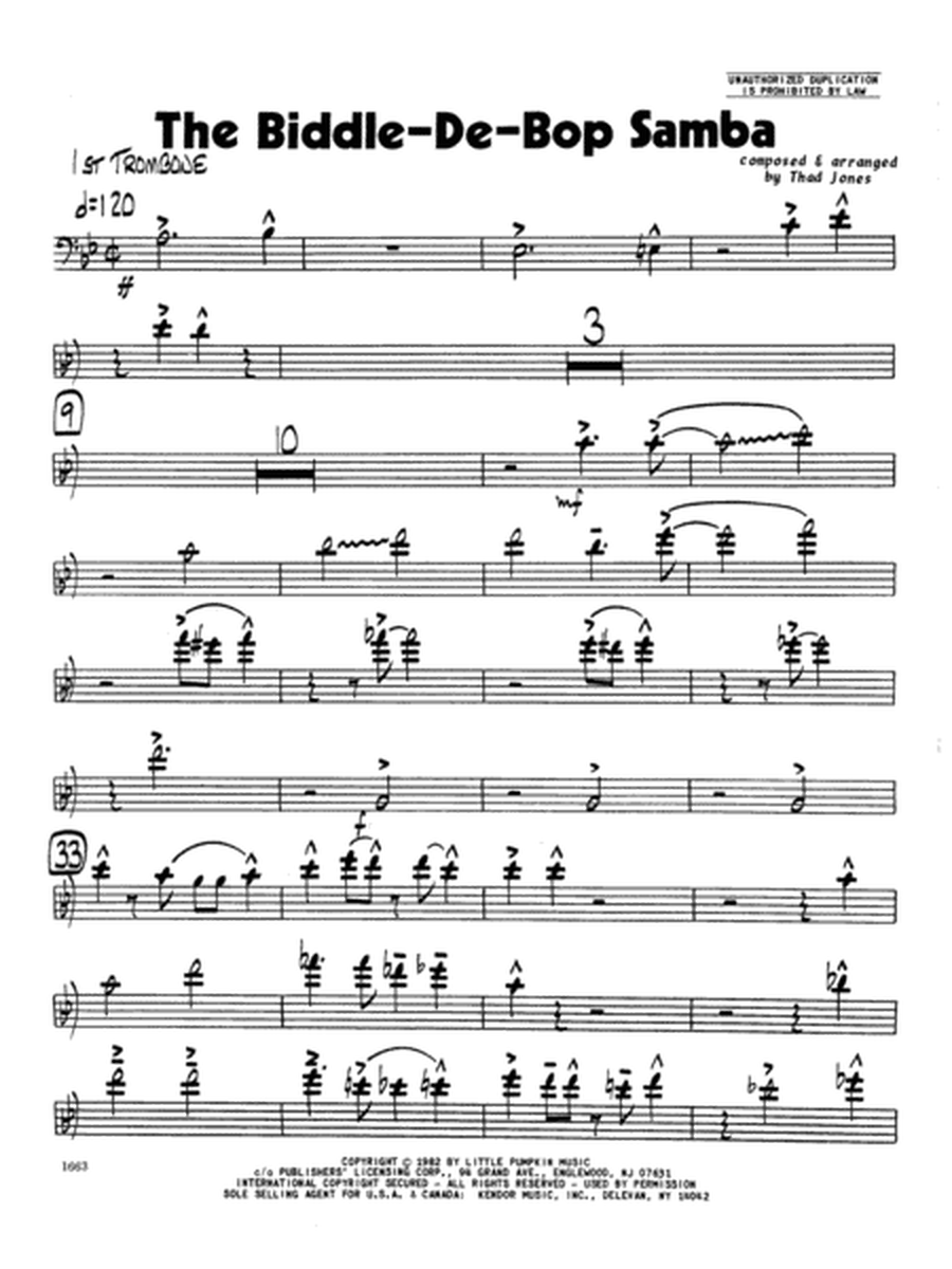Biddle-De-Bop Samba, The - 1st Trombone