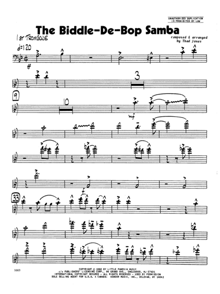 Biddle-De-Bop Samba, The - 1st Trombone