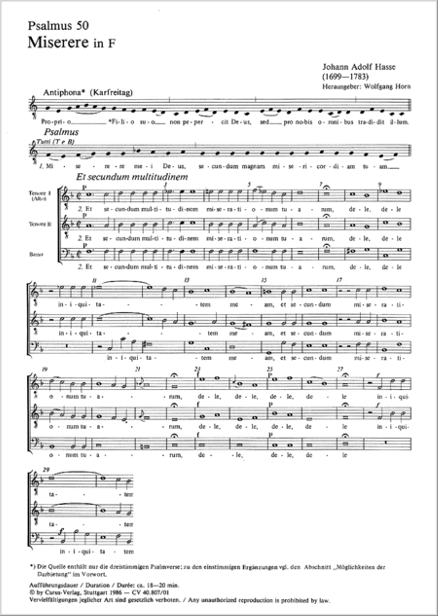 Hasse; Mozart: Miserere Score scores gallery preview page 2