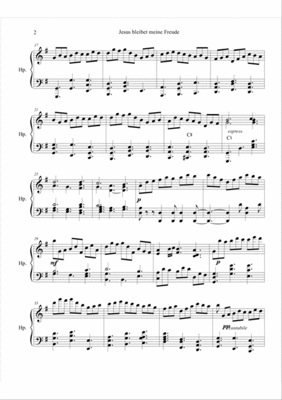 Jesu Joy of Man's Desiring for Harp Harp scores gallery preview page 3