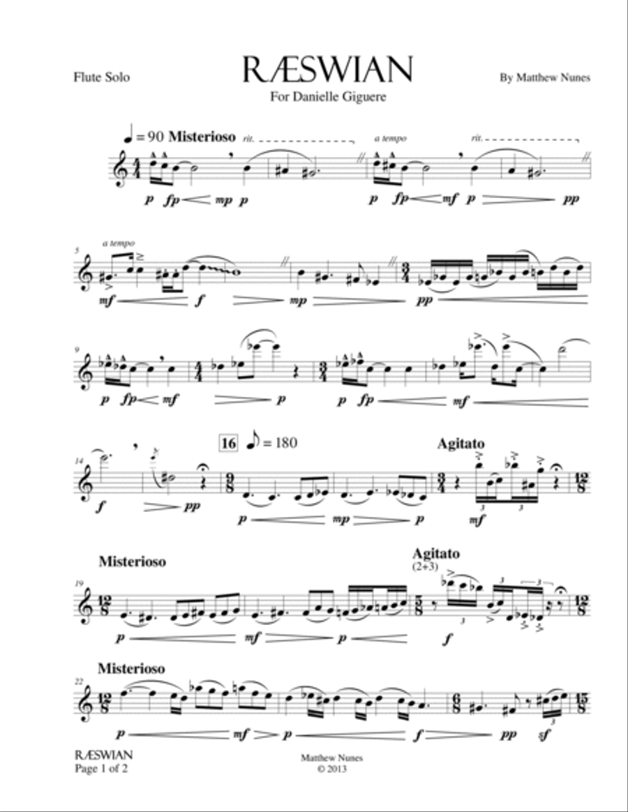 Raeswian for Solo Flute Flute Solo scores gallery preview page 3