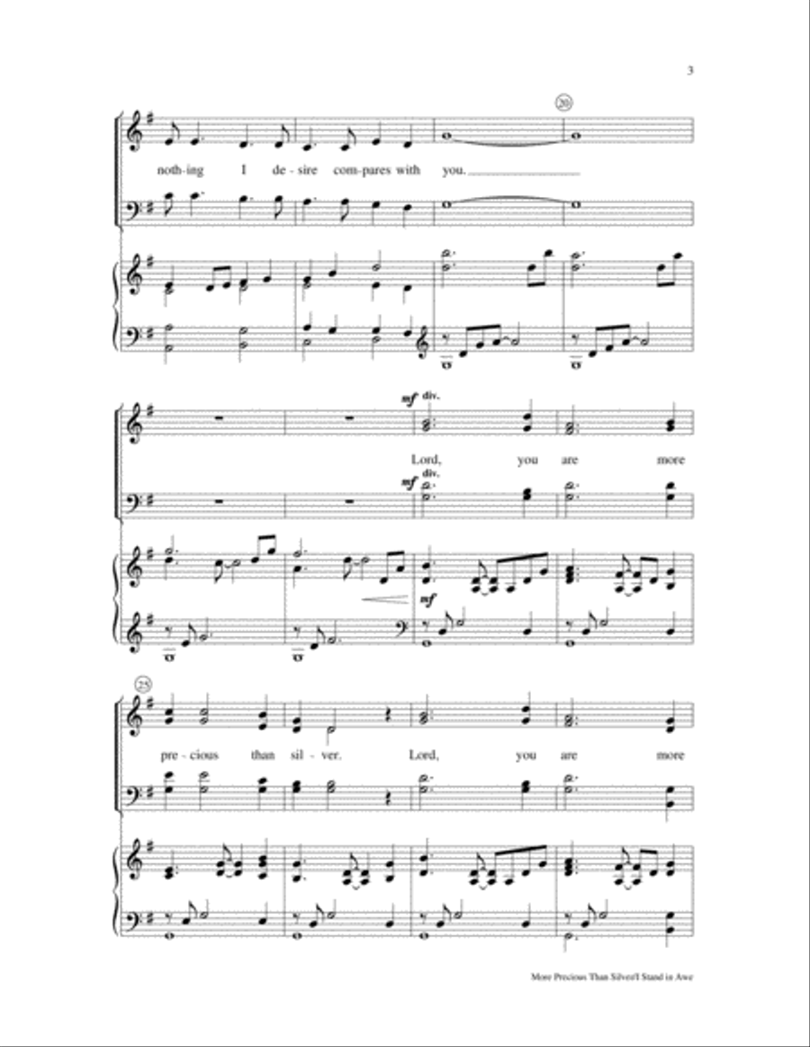 More Precious Than Silver with I Stand in Awe 4-Part scores gallery preview page 3