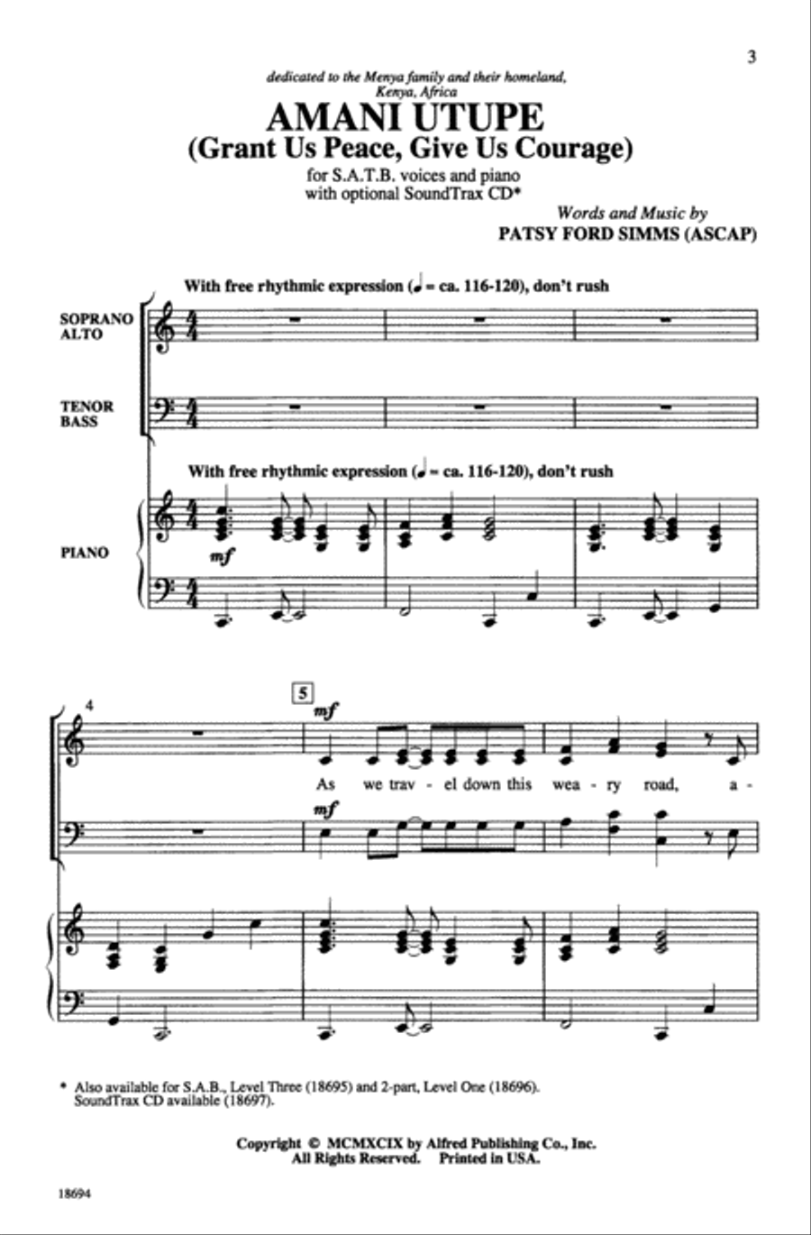 Amani Utupe 4-Part scores gallery preview page 2