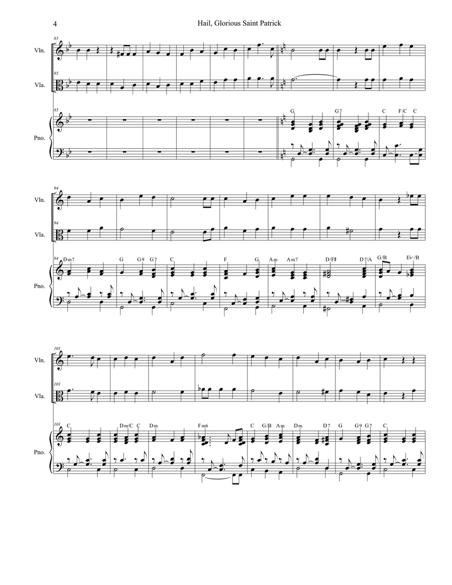 Hail, Glorious Saint Patrick (Duet for Violin and Viola - Alternate Version) String Duet scores gallery preview page 4