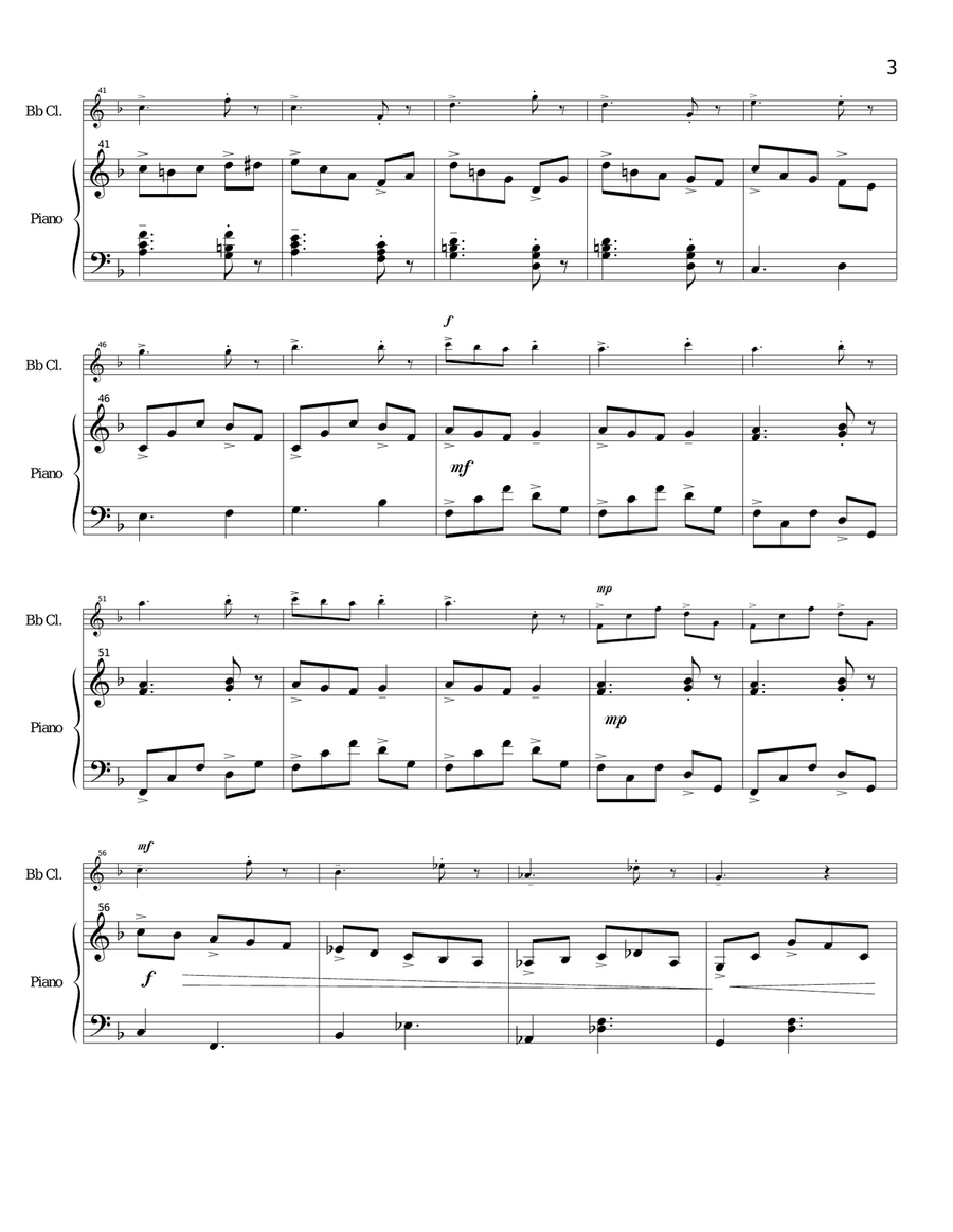 Capriccio for Clarinet and Piano Woodwind Duet scores gallery preview page 3