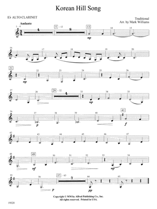 Korean Hill Song: E-flat Alto Clarinet