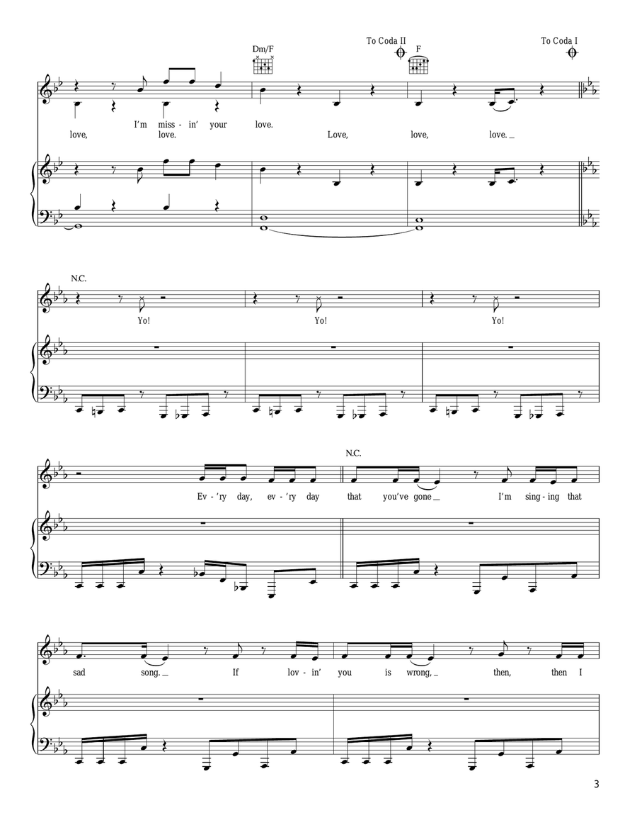 Missing You Piano, Vocal, Guitar scores gallery preview page 3