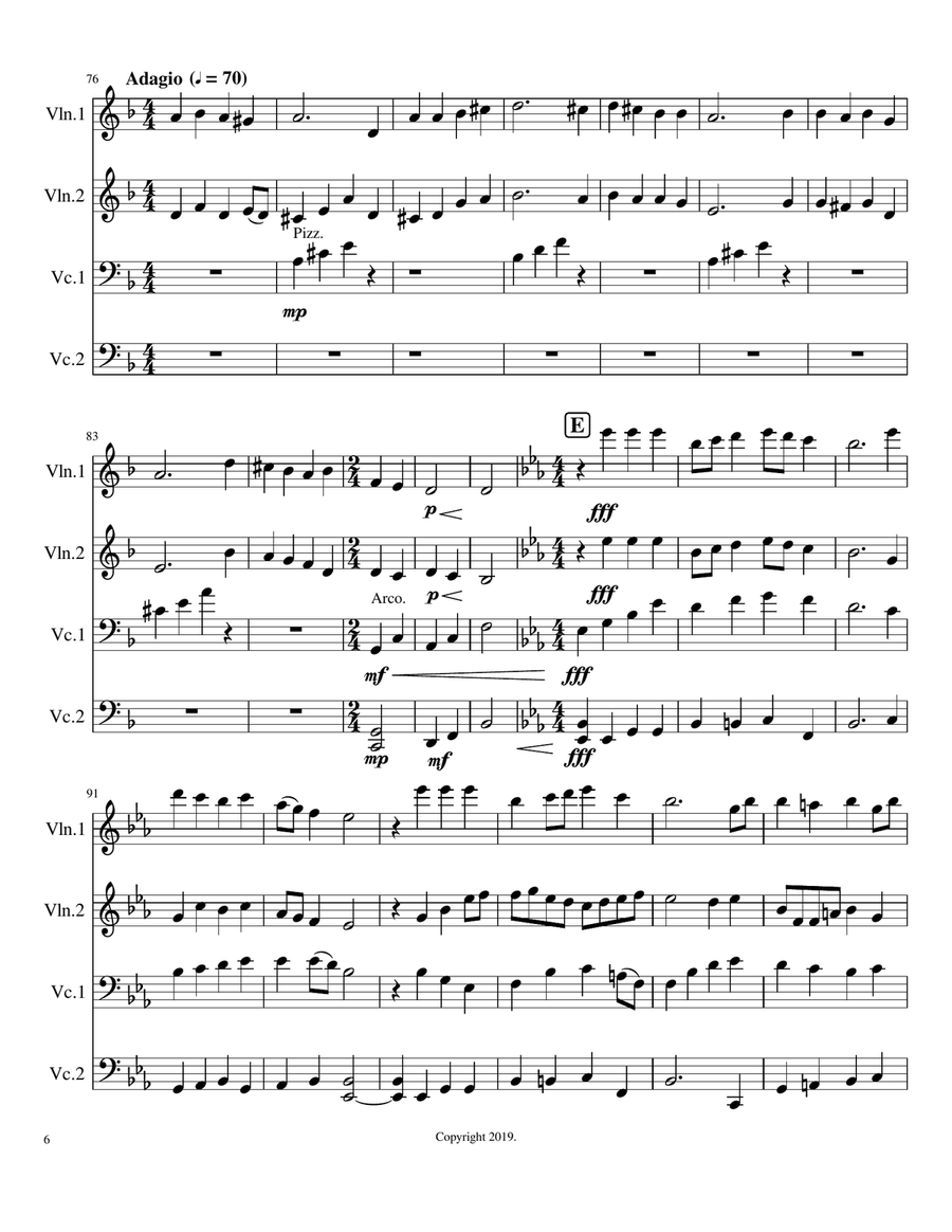 A Mighty Fortress for two cellos and two violin String Quartet scores gallery preview page 6