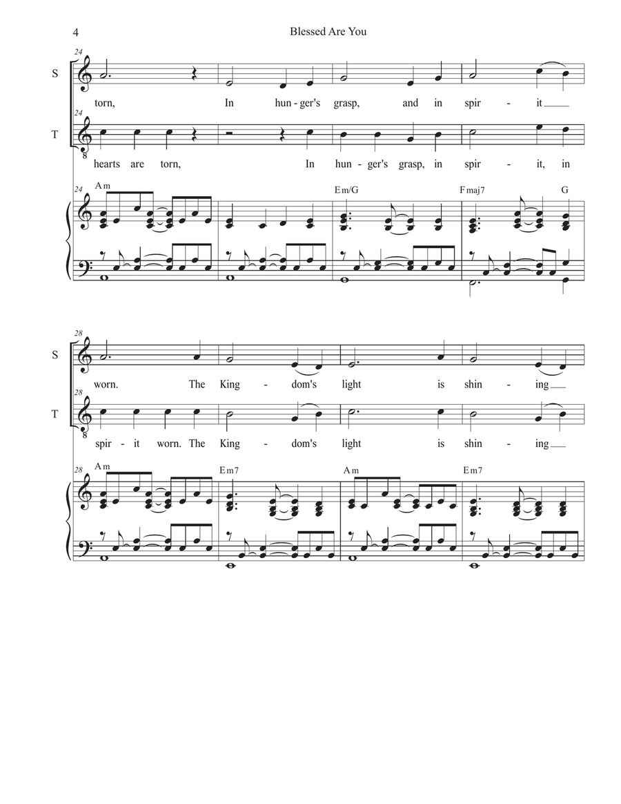 Blessed Are You (Duet for Soprano and Tenor solo) Blessed Are You (Duet for Soprano and Tenor solo) Tenor Voice scores gallery preview page 4