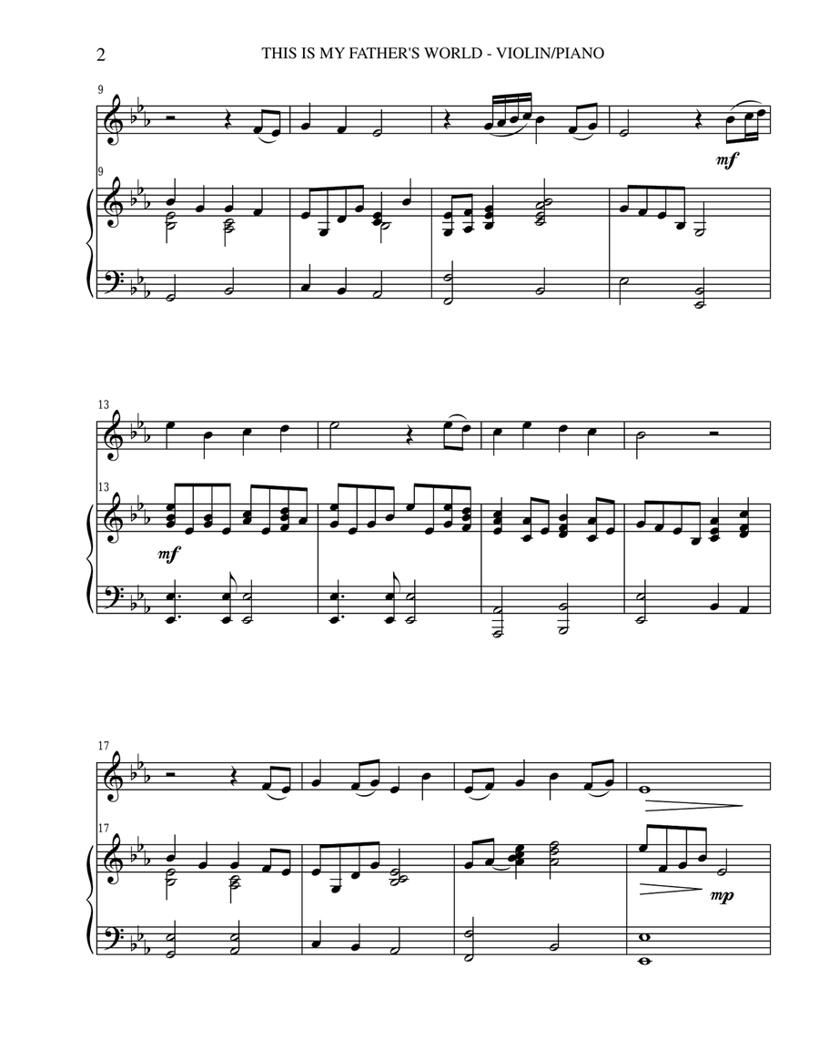 This Is My Father's World (Violin Pn Parts) This Is My Father's World (Violin Pn Parts) Violin scores gallery preview page 2