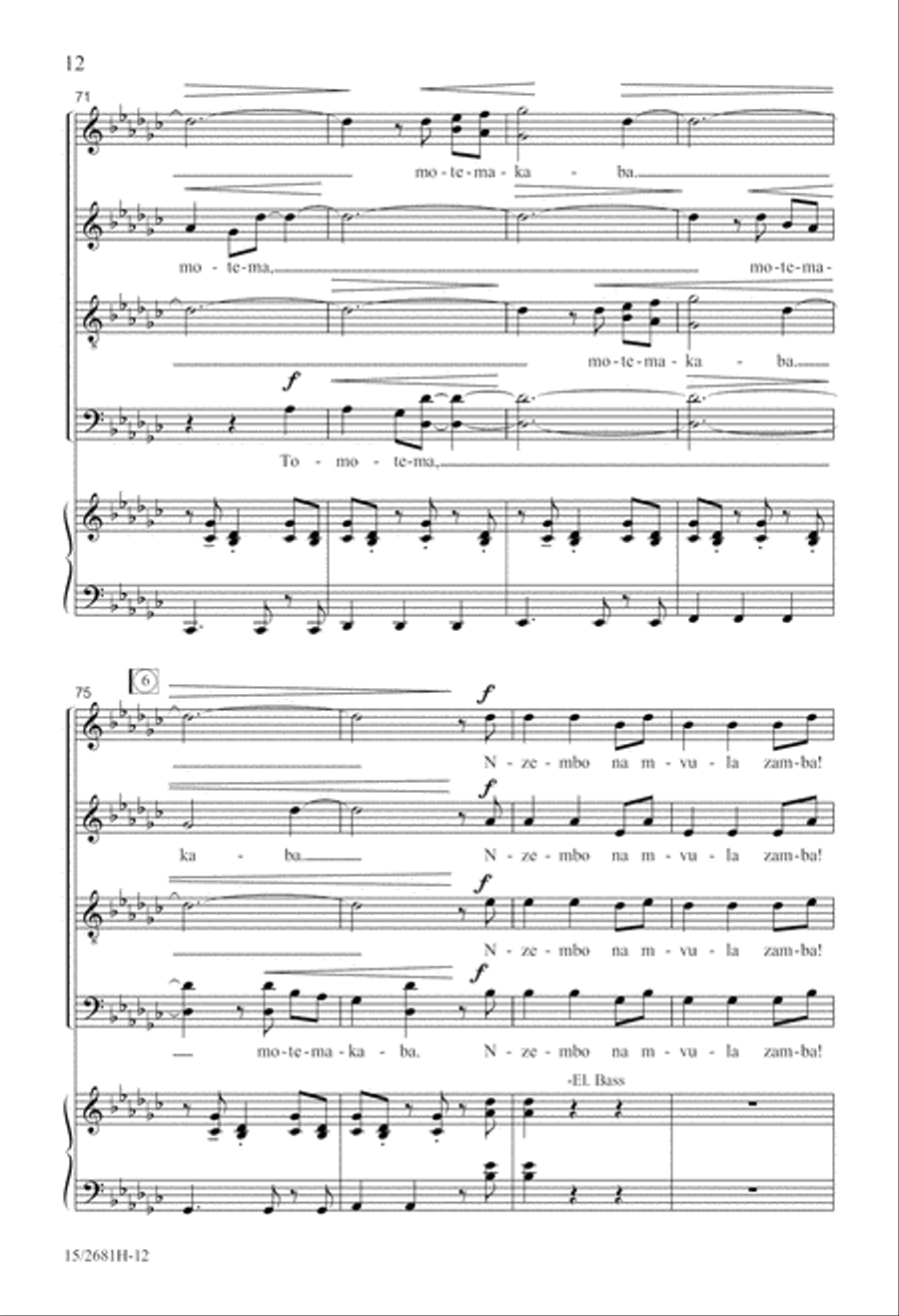 Nzembo na Mvula Zamba (Song of the Rainforest) 4-Part scores gallery preview page 12