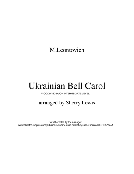 Ukrainian Bell Carol - Carol of the Bells WOODWIND DUO (for woodwind duo, any combination of a trebl image number null