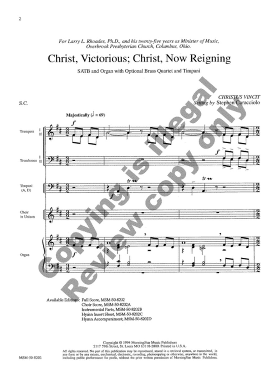 Christ, Victorious: Christ, Now Reigning (Full Score)