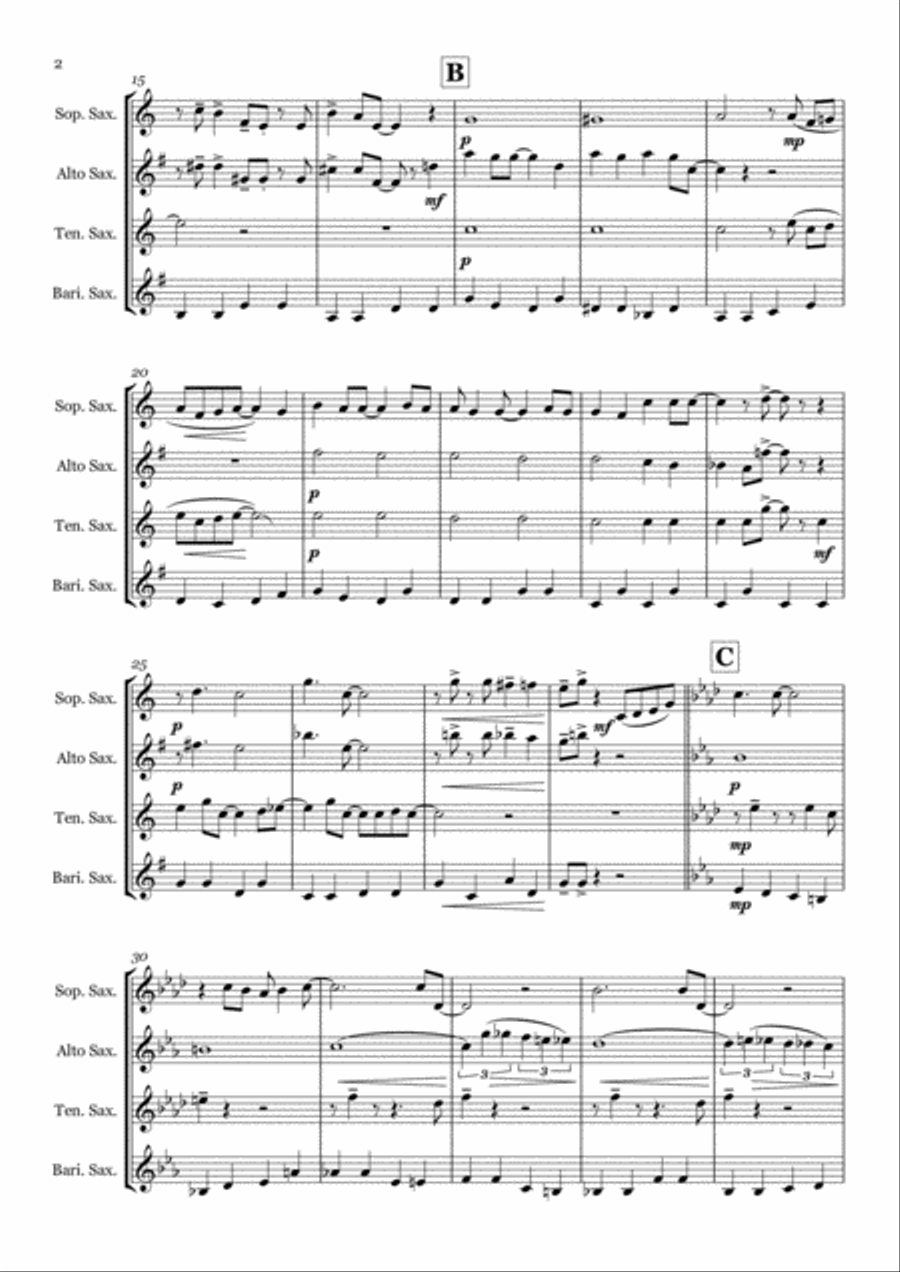 Come Fly With Me Saxophone Quartet scores gallery preview page 2