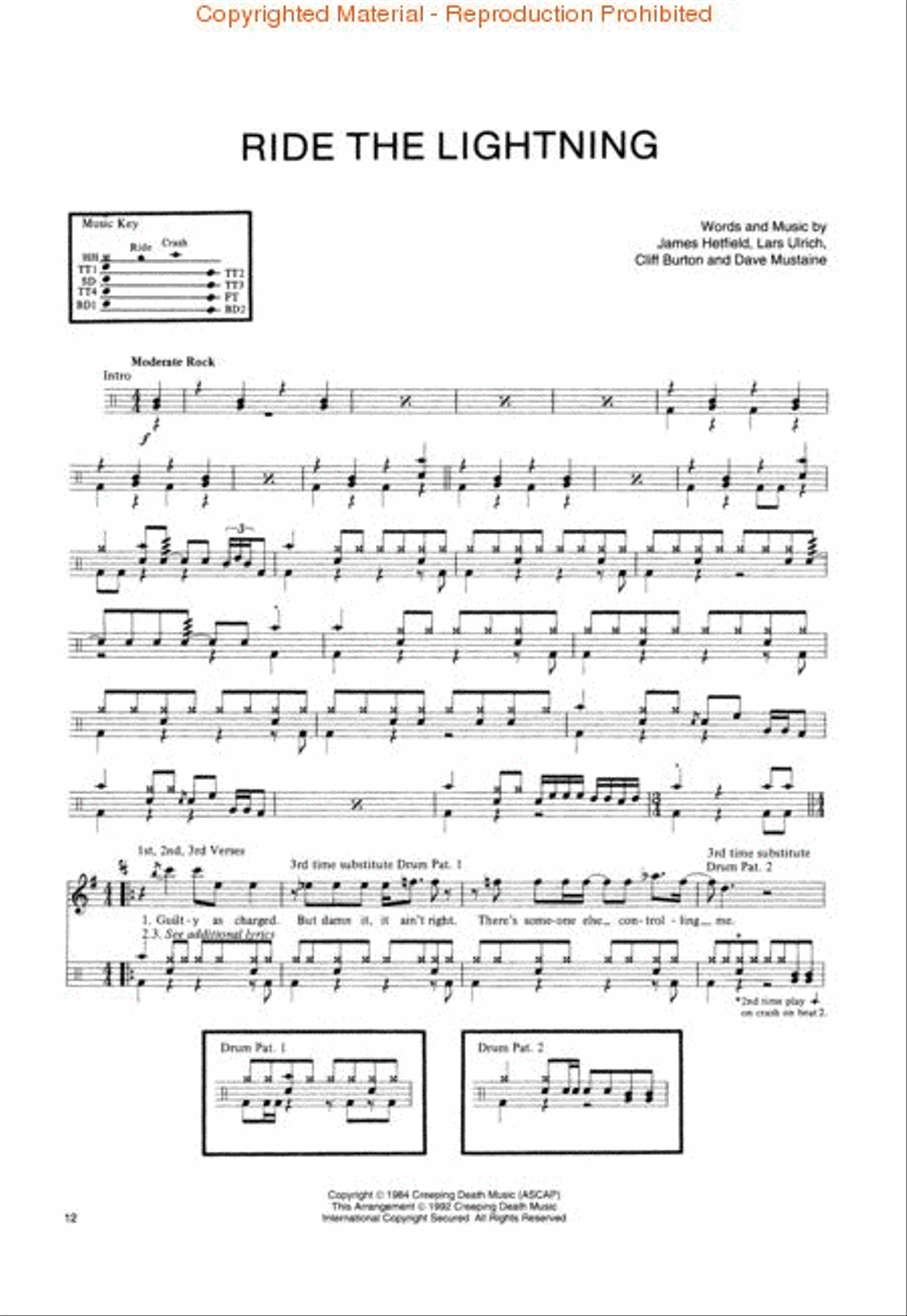 Metallica – Ride the Lightning Drums scores gallery preview page 3