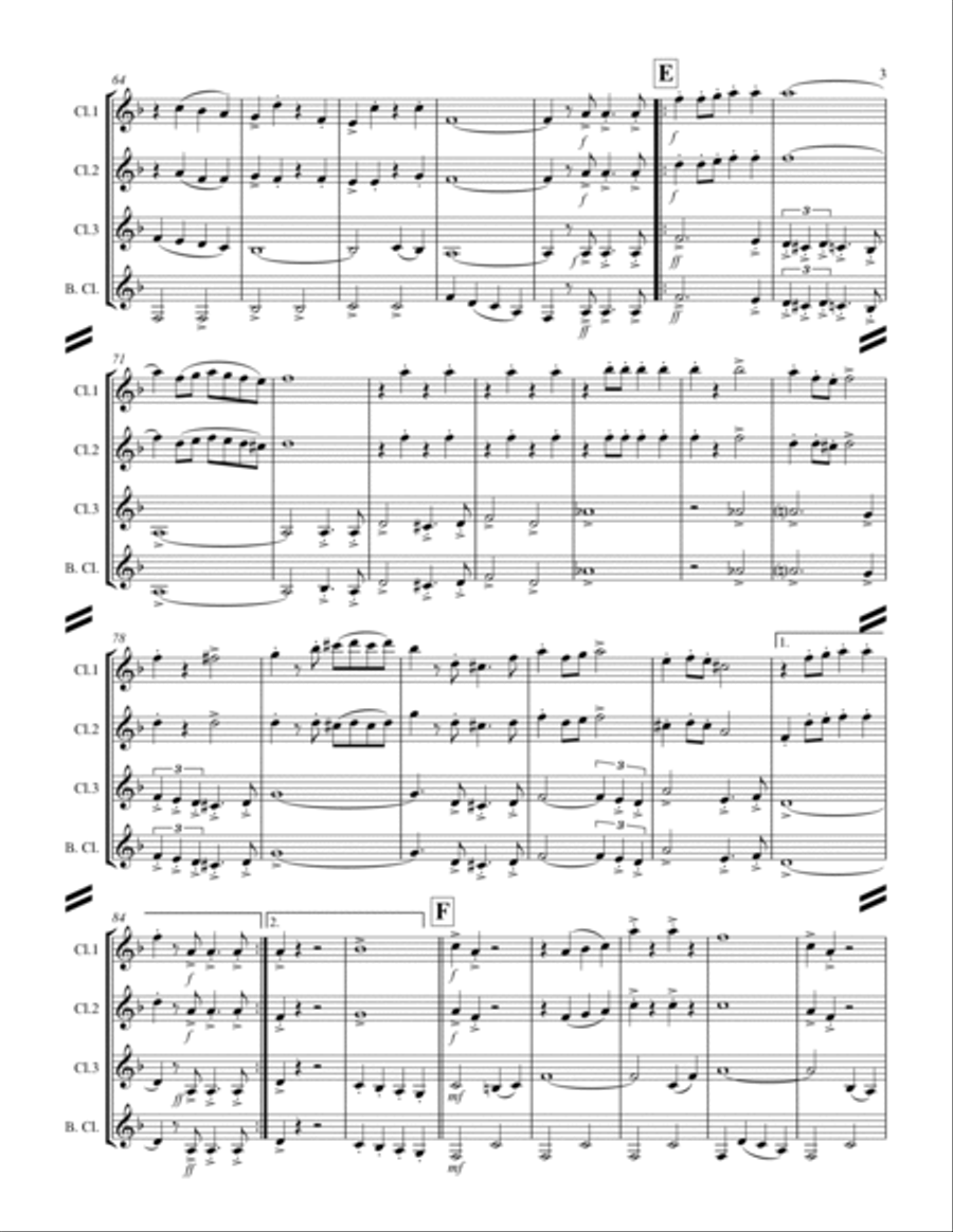 March - “Colonel Bogey” (for Clarinet Quartet) Clarinet Quartet scores gallery preview page 4