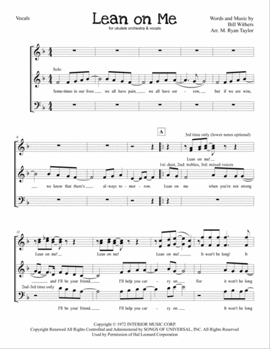 Lean On Me Bass Guitar scores gallery preview page 5