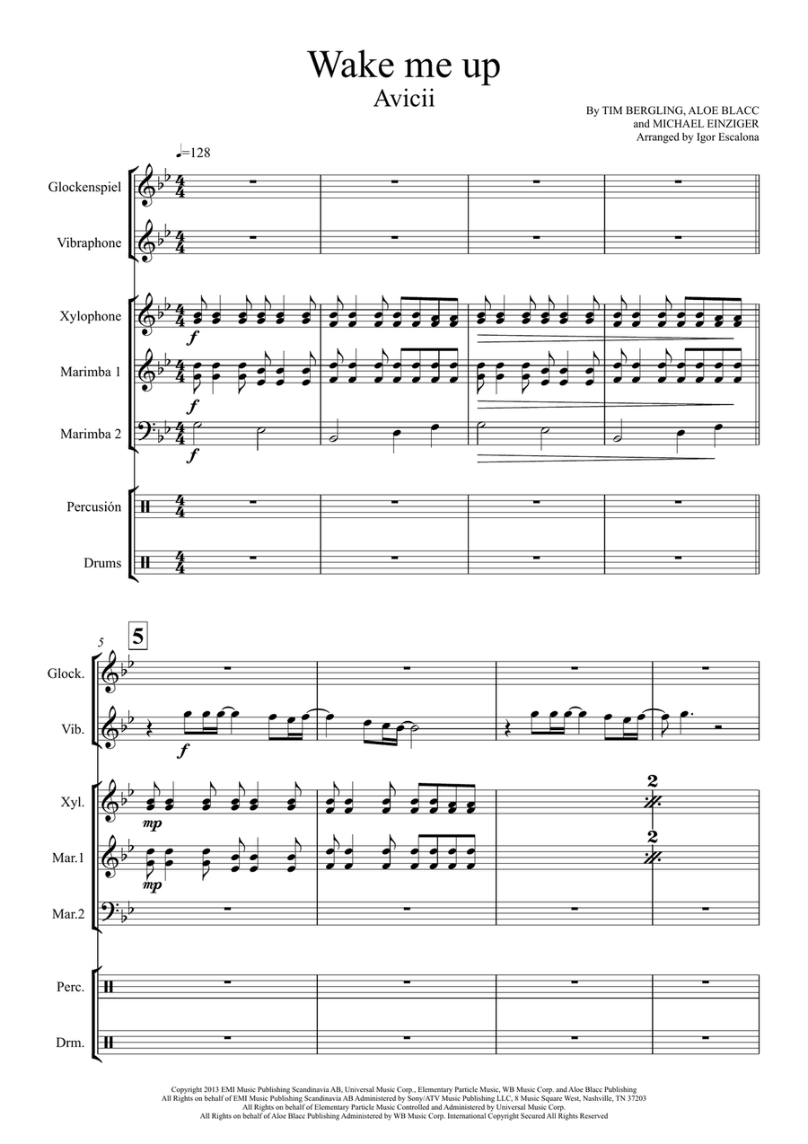 Wake Me Up Percussion Ensemble scores gallery preview page 3