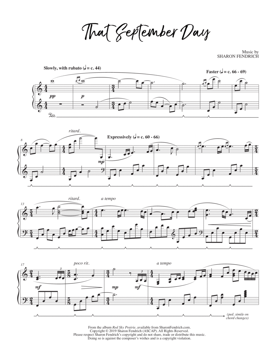 That September Day Piano Solo scores gallery preview page 1