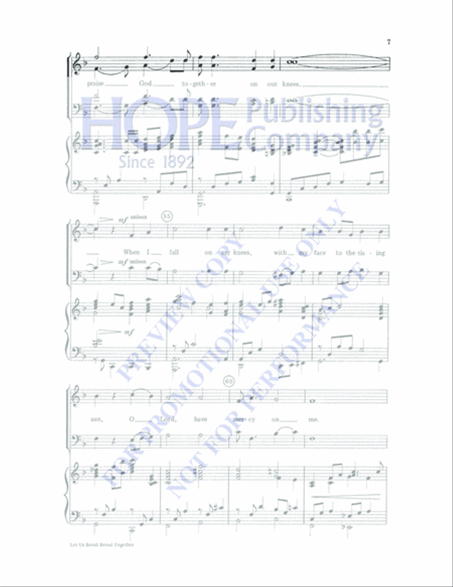Let Us Break Bread Together SSATB scores gallery preview page 7