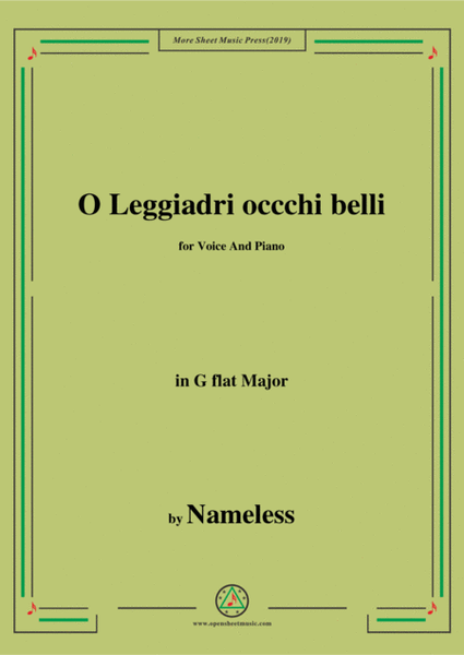 Nameless-O Leggiadri occchi belli,in G flat Major,for Voice&Piano image number null
