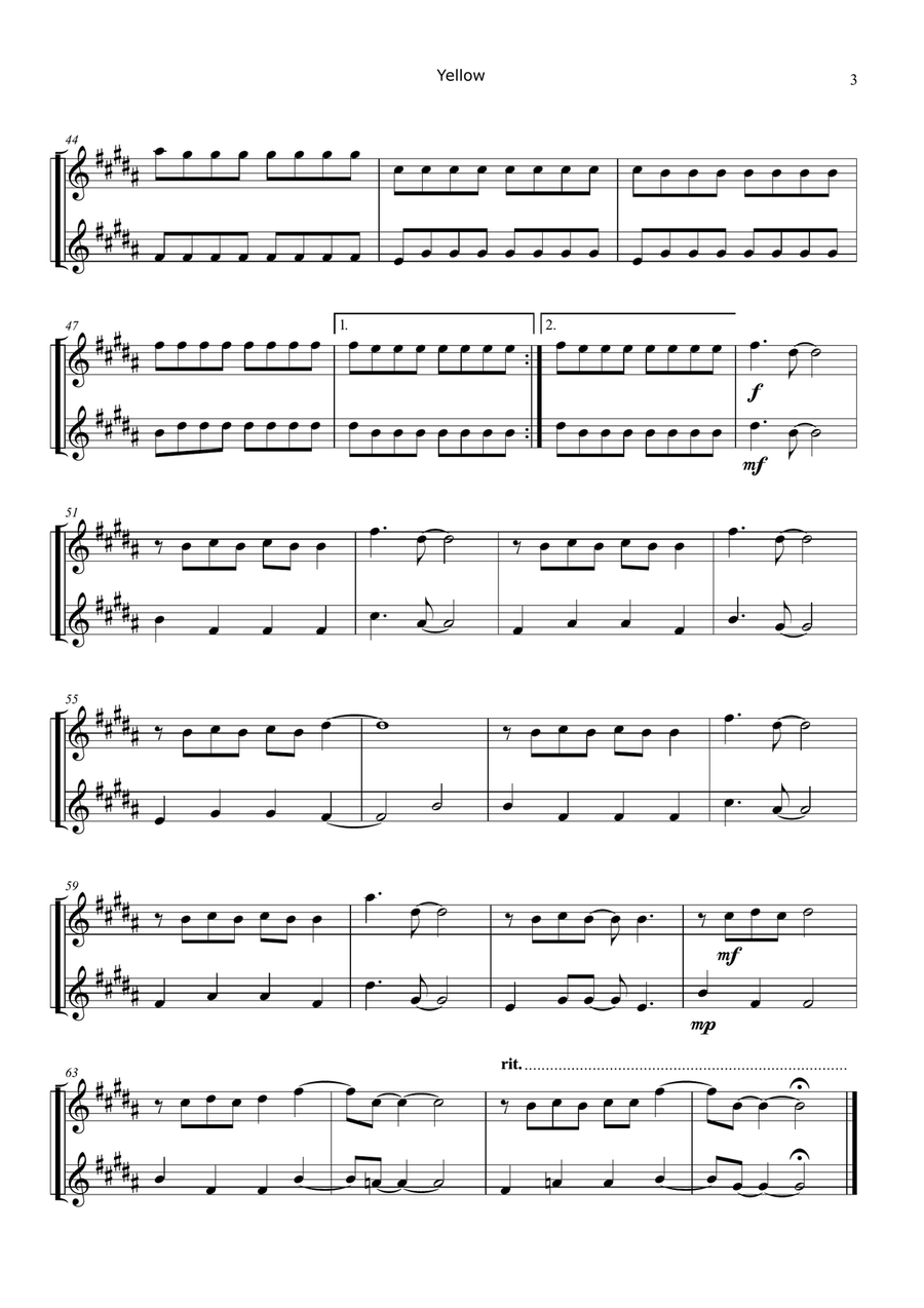 Yellow Woodwind Duet scores gallery preview page 3