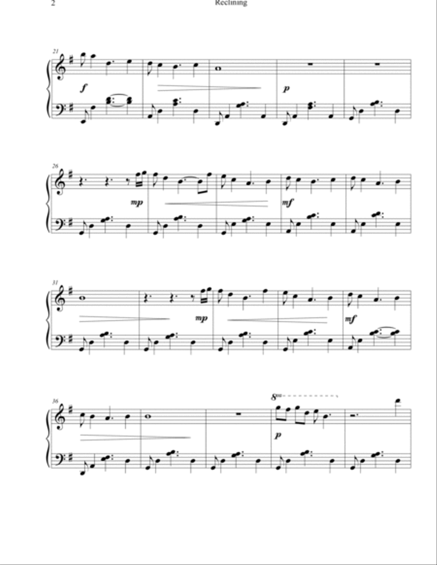 Reclining Piano Solo scores gallery preview page 2