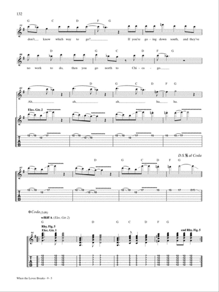 When The Levee Breaks Guitar Tablature scores gallery preview page 5