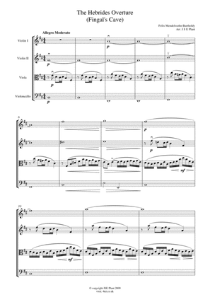 Mendelssohn: The Hebrides Overture "Fingal's Cave" for String Quartet - Score and Parts