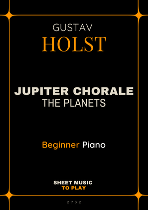 Book cover for Jupiter Chorale from The Planets - Easy Piano - W/Chords (Full Score)
