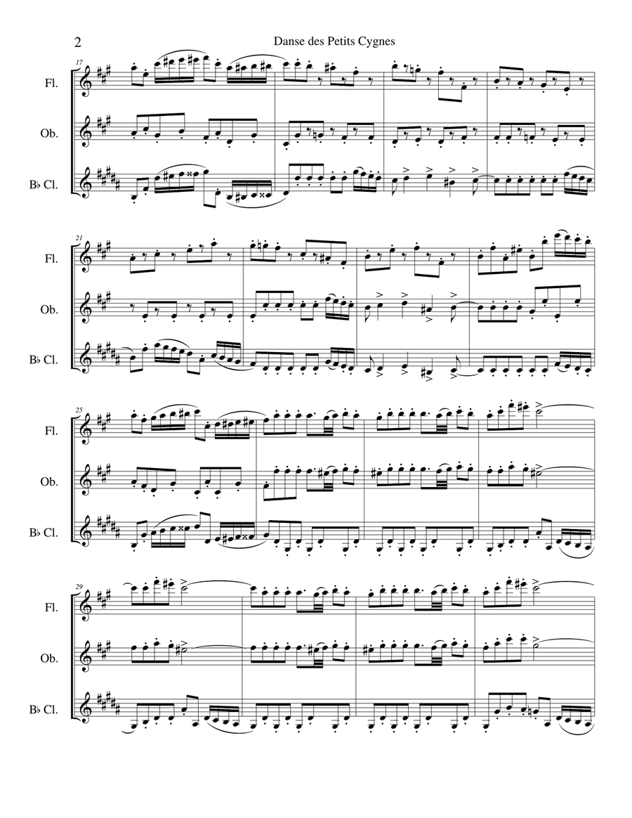 Dance of the Little Swans from Swan Lake - woodwind trio (flute, oboe, clarinet) Woodwind Trio scores gallery preview page 2